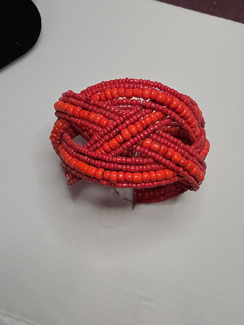 Red Beaded Twist Statement Bracelet